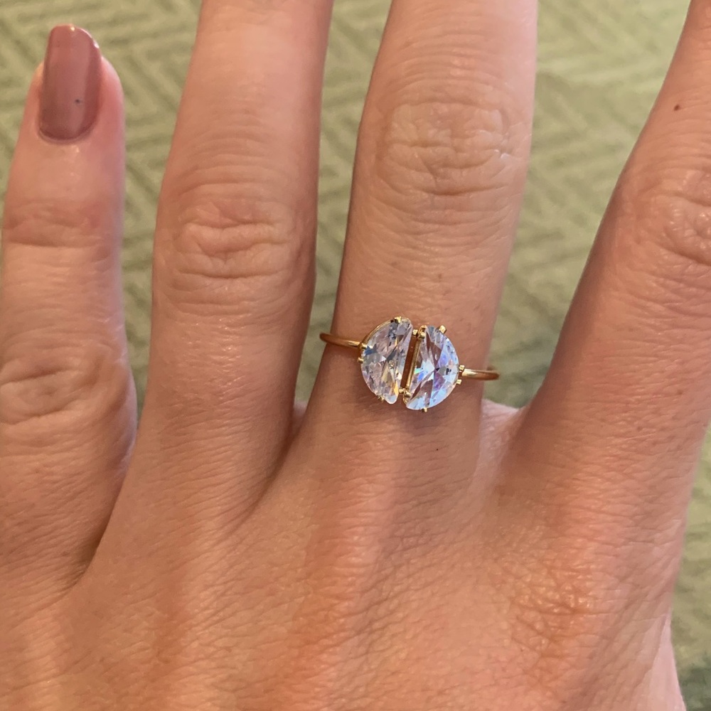 Dainty gold crystal ring